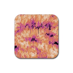 Yellow And Pink Abstract Rubber Coaster (square)  by Dazzleway