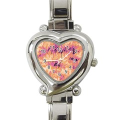 Yellow And Pink Abstract Heart Italian Charm Watch by Dazzleway