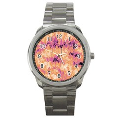 Yellow And Pink Abstract Sport Metal Watch by Dazzleway