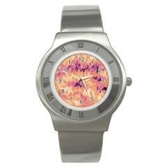 Yellow And Pink Abstract Stainless Steel Watch by Dazzleway