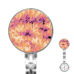 Yellow And Pink Abstract Stainless Steel Nurses Watch by Dazzleway