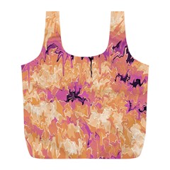 Yellow And Pink Abstract Full Print Recycle Bag (l) by Dazzleway