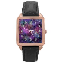 Multicolored abstract Rose Gold Leather Watch 