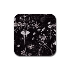 Dark Floral Artwork Rubber Square Coaster (4 Pack)  by dflcprintsclothing