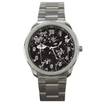 Dark Floral Artwork Sport Metal Watch Front