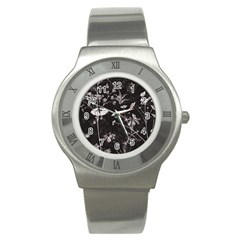 Dark Floral Artwork Stainless Steel Watch by dflcprintsclothing