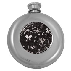 Dark Floral Artwork Round Hip Flask (5 Oz)