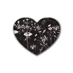 Dark Floral Artwork Rubber Coaster (Heart)  Front