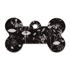 Dark Floral Artwork Dog Tag Bone (one Side) by dflcprintsclothing