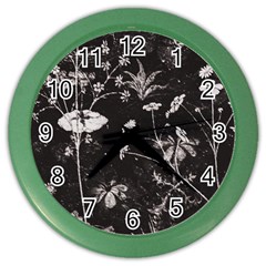 Dark Floral Artwork Color Wall Clock by dflcprintsclothing