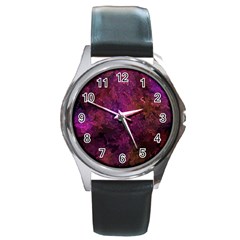 Red Melty Abstract Round Metal Watch by Dazzleway