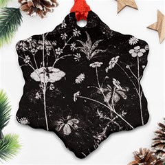 Dark Floral Artwork Snowflake Ornament (two Sides)