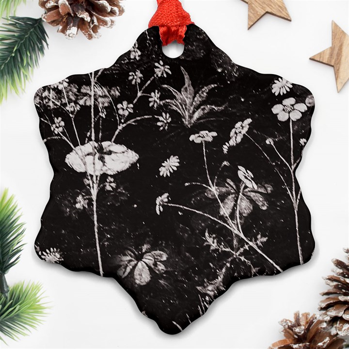 Dark Floral Artwork Snowflake Ornament (Two Sides)