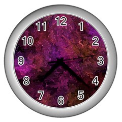 Red Melty Abstract Wall Clock (silver) by Dazzleway