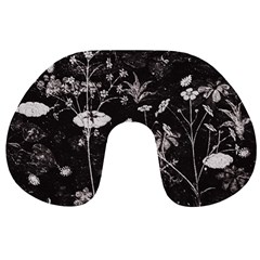 Dark Floral Artwork Travel Neck Pillow by dflcprintsclothing