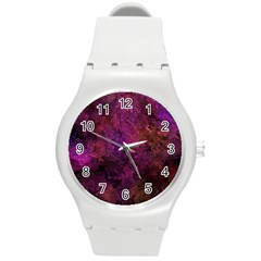 Red Melty Abstract Round Plastic Sport Watch (m) by Dazzleway