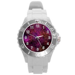 Red Melty Abstract Round Plastic Sport Watch (l) by Dazzleway