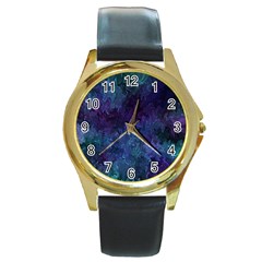 Glassy Melty Abstract Round Gold Metal Watch by Dazzleway