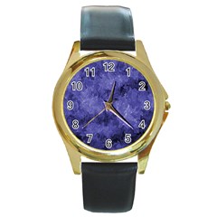 Lilac Abstract Round Gold Metal Watch by Dazzleway