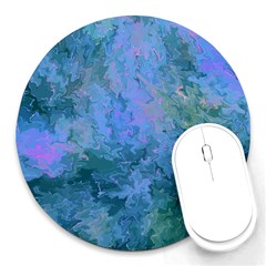 Lilac And Green Abstract Round Mousepads by Dazzleway