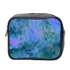 Lilac And Green Abstract Mini Toiletries Bag (two Sides) by Dazzleway