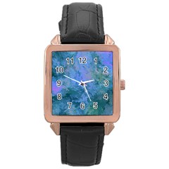 Lilac And Green Abstract Rose Gold Leather Watch  by Dazzleway