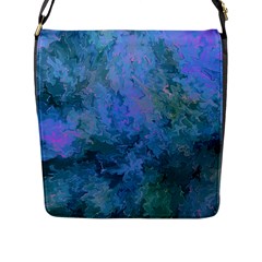 Lilac And Green Abstract Flap Closure Messenger Bag (l) by Dazzleway