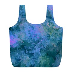 Lilac And Green Abstract Full Print Recycle Bag (l) by Dazzleway