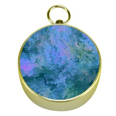 Lilac And Green Abstract Gold Compasses