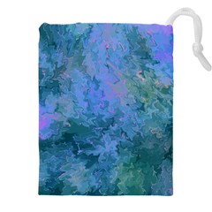 Lilac And Green Abstract Drawstring Pouch (5xl) by Dazzleway