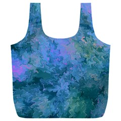 Lilac And Green Abstract Full Print Recycle Bag (xxl) by Dazzleway