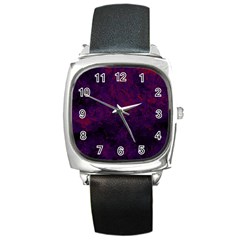 Red And Purple Abstract Square Metal Watch by Dazzleway