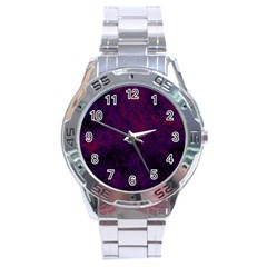 Red And Purple Abstract Stainless Steel Analogue Watch by Dazzleway