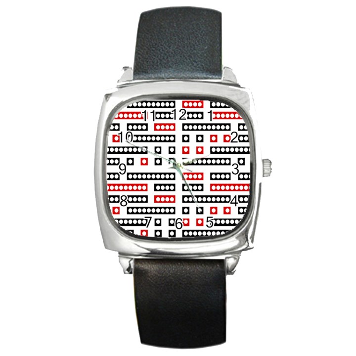 Geometric Sequence Print Pattern Design Square Metal Watch