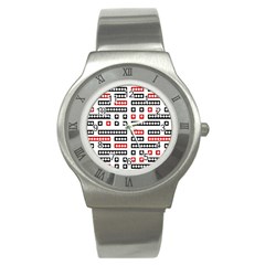 Geometric Sequence Print Pattern Design Stainless Steel Watch by dflcprintsclothing