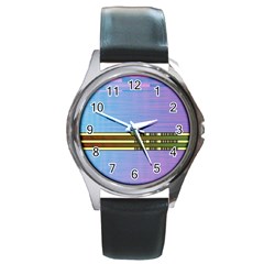 Glitched Vaporwave Hack The Planet Round Metal Watch by WetdryvacsLair