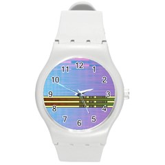 Glitched Vaporwave Hack The Planet Round Plastic Sport Watch (m) by WetdryvacsLair