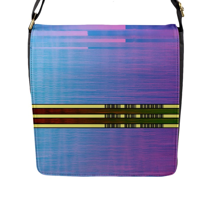 Glitched Vaporwave Hack The Planet Flap Closure Messenger Bag (L)