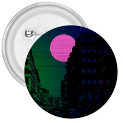 Vaporwave Old Moon Over Nyc 3  Buttons by WetdryvacsLair