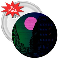 Vaporwave Old Moon Over Nyc 3  Buttons (10 Pack)  by WetdryvacsLair