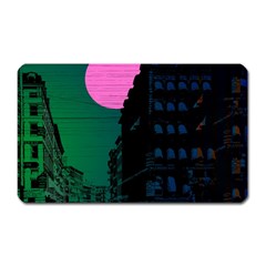 Vaporwave Old Moon Over Nyc Magnet (rectangular) by WetdryvacsLair