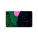 Vaporwave Old Moon Over NYC Magnet (Name Card) Front