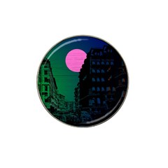 Vaporwave Old Moon Over Nyc Hat Clip Ball Marker (4 Pack) by WetdryvacsLair