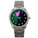 Vaporwave Old Moon Over NYC Sport Metal Watch Front