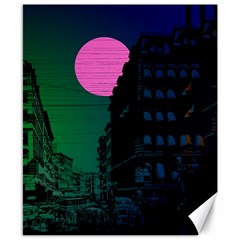 Vaporwave Old Moon Over Nyc Canvas 8  X 10  by WetdryvacsLair