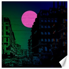 Vaporwave Old Moon Over Nyc Canvas 20  X 20  by WetdryvacsLair