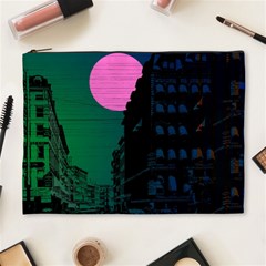 Vaporwave Old Moon Over Nyc Cosmetic Bag (xl) by WetdryvacsLair