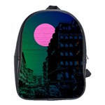 Vaporwave Old Moon Over NYC School Bag (Large) Front