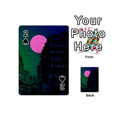 Vaporwave Old Moon Over Nyc Playing Cards 54 Designs (mini) by WetdryvacsLair