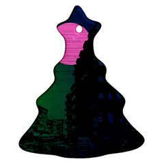 Vaporwave Old Moon Over Nyc Christmas Tree Ornament (two Sides) by WetdryvacsLair